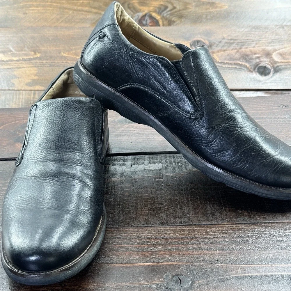 De La Rentis Black Pebble Grain Leather Slip On‎ Loafers #AC-1103 Men's Size 9 M